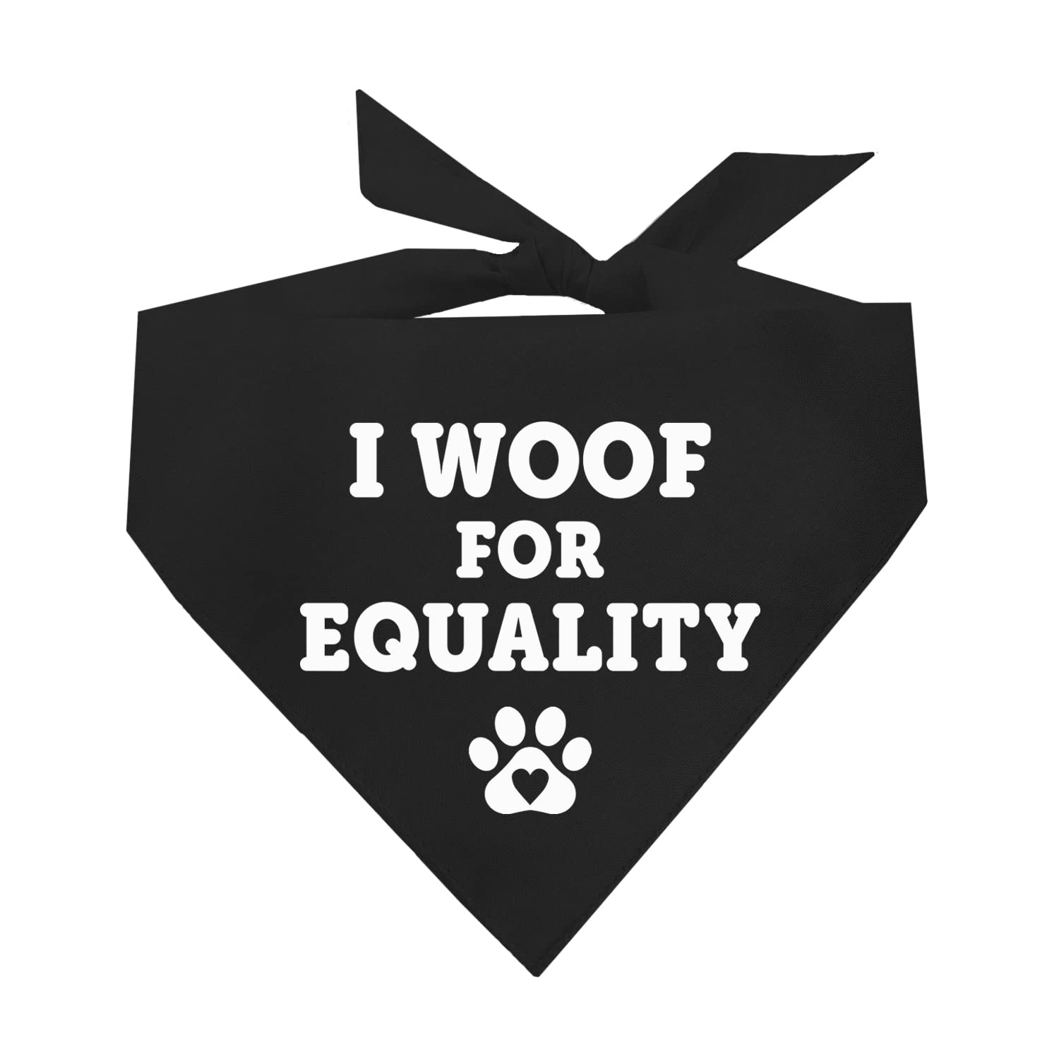 I Woof For Equality Dog Bandana | 100% Cotton Adjustable Triangle | Made In Usa | Pride Day | Lgbtq+ | Rainbow | Parade | Black,