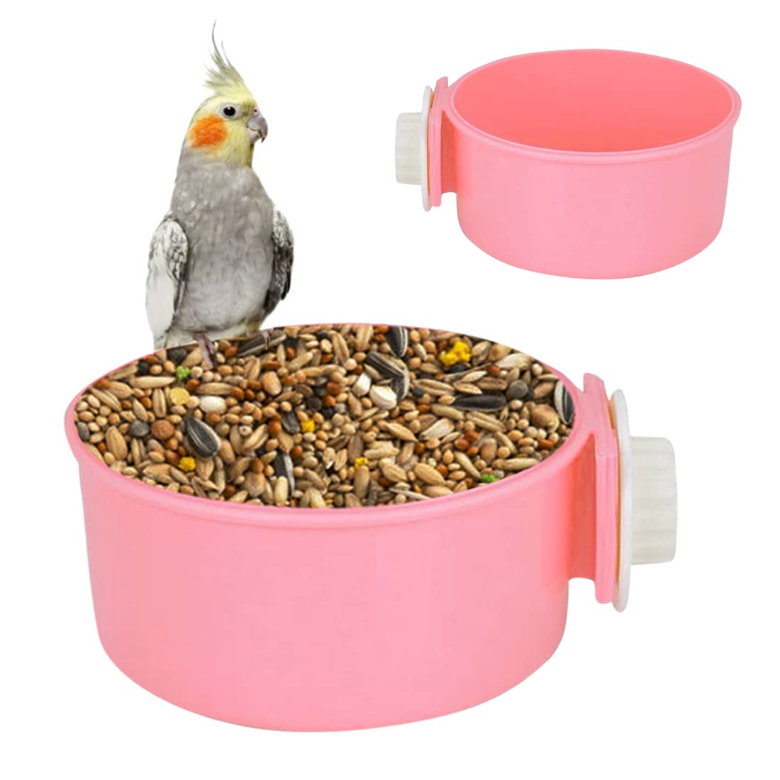 Western Era Plastic Bowl Cage Hanging Bowls With Bolt Holder Food Water Feeder Bowl Cage Coop Cup For Puppy, Medium, Dog, Cat, R