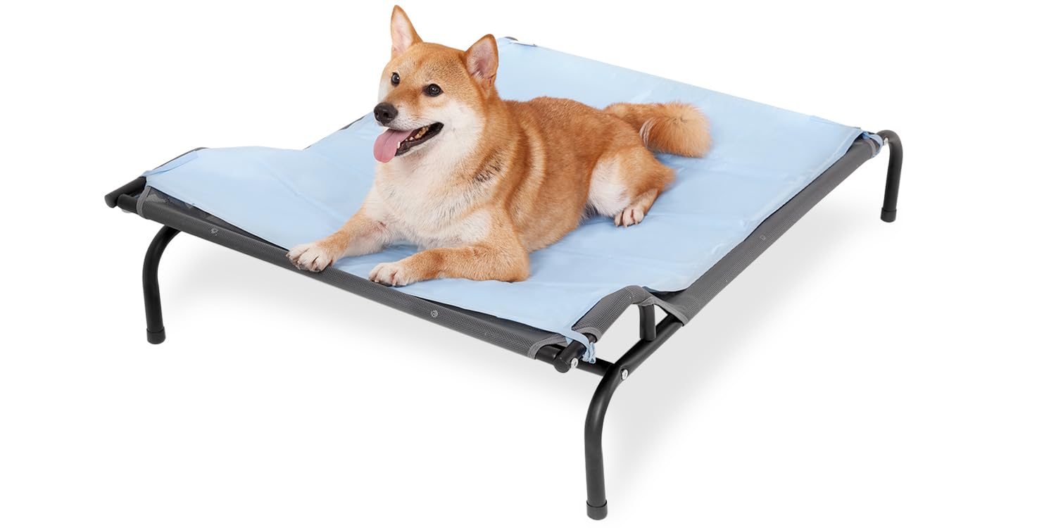 Sweetnight Elevated Dog Bed with Headrest for Large Dogs | Waterproof Raised Dog Cot for Outdoor - 43inch Heavy Duty Steel Frame