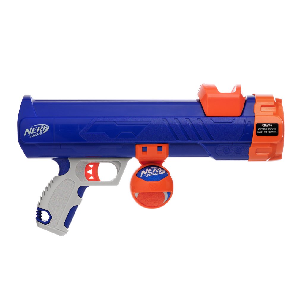 Nerf Dog Tennis Ball Blaster Dog Toy Blue/Orange, 16 Inch Compact Blaster With 1 Ball
