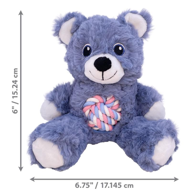 Kong Knots Teddy Bear - Knotted Rope Tummy And Tail - Soft Plush Dog Toy (Small)