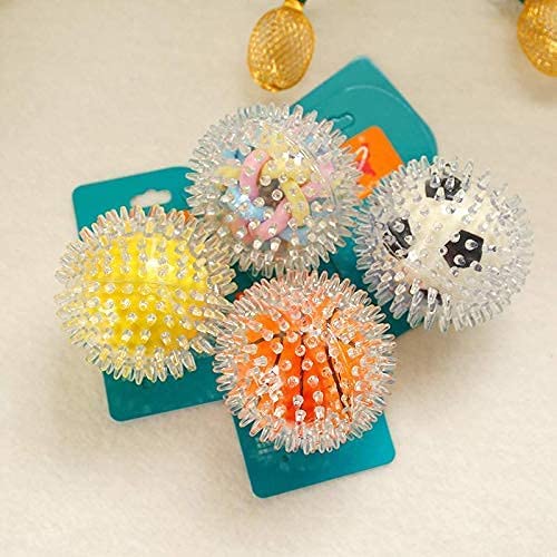 Dog Trust Interactive Dispensing Chewable Spike Hard Light Ball Pet, Natural Rubber Squeaky Pet Playing Toys For Dogs & Puppies 