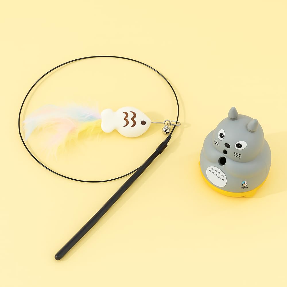 Dog Trust Indoor Cat Toy Set  Rotating Wand With Removable Feather Attachments, Interactive Kitten Stick Toys For Mental And Ph