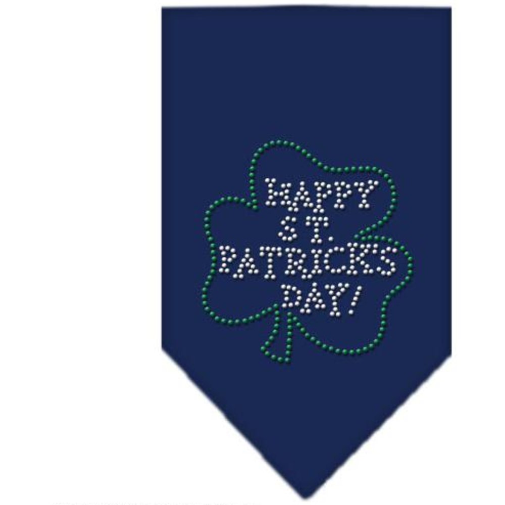 Mirage Pet Products Happy St. Patricks Day Rhinestone Bandana, Small, Navy Blue