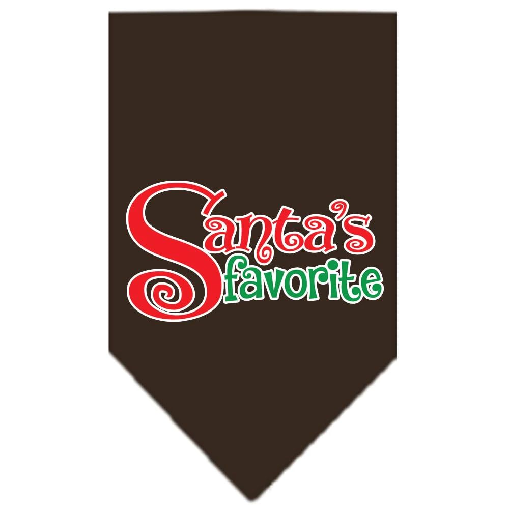 Christmas Pet and Dog Bandana Screen Printed, Santa's Favorite Yellow Small