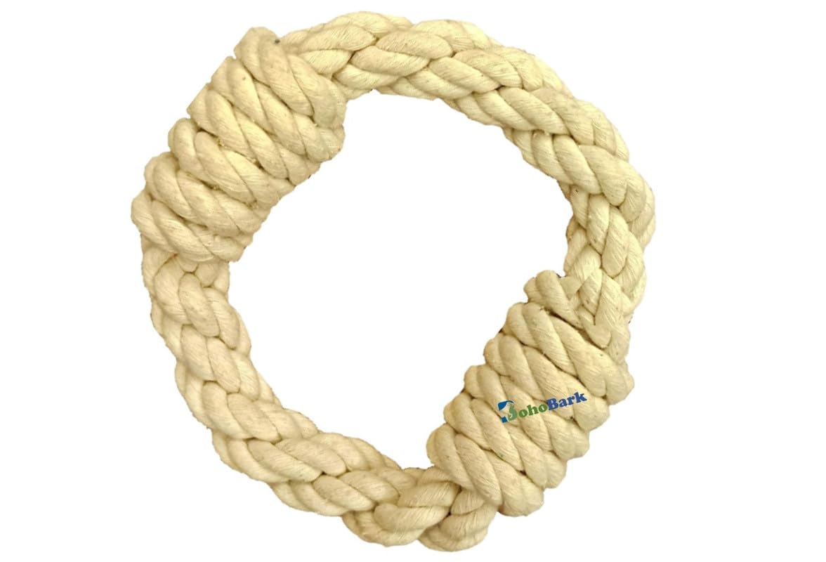 Bohobark Natural Ring Dog Rope Toy For Puppy Teething, Adult Dog Toys For Medium & Small Dogs 1 Pcs