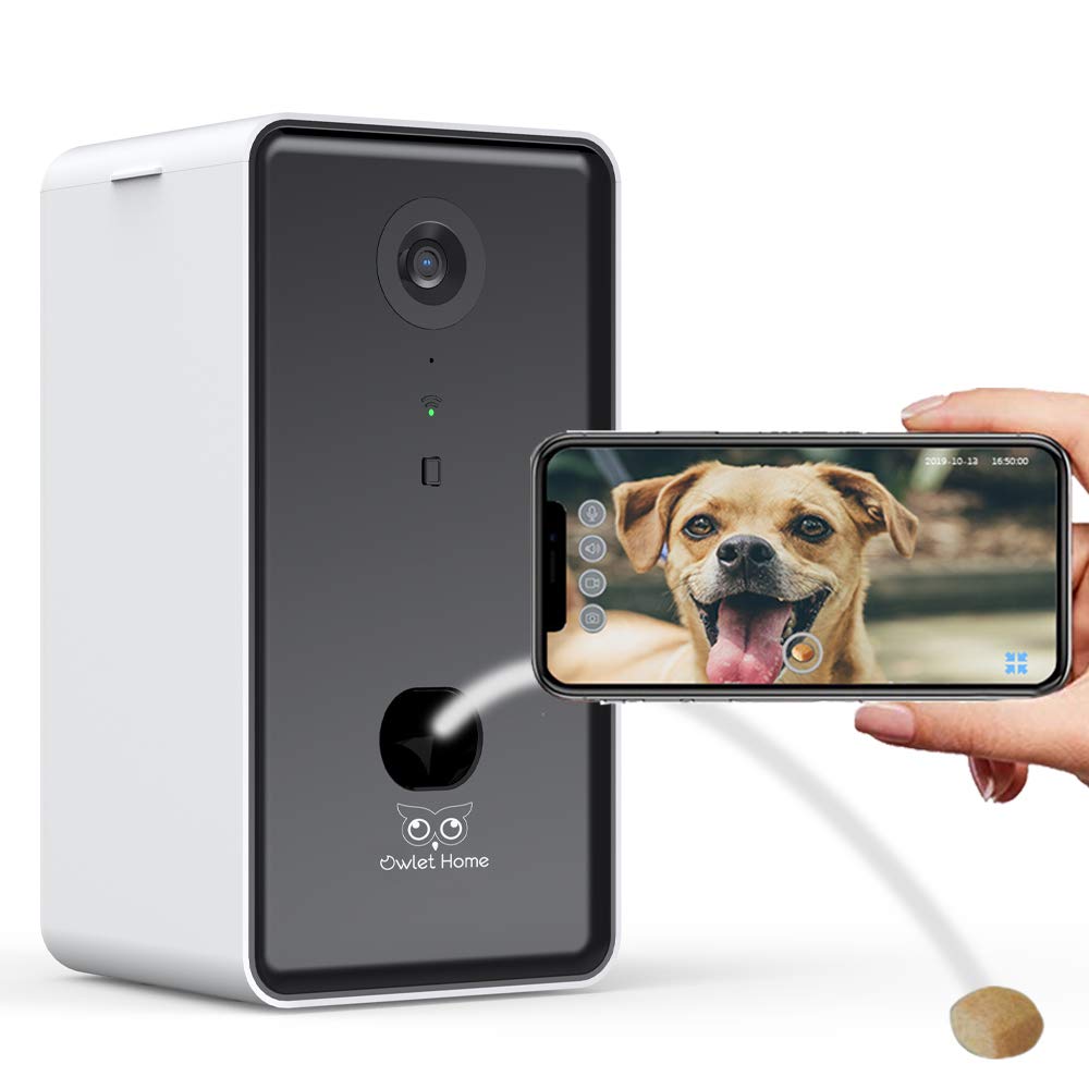 Owlet Home Pet Camera with Treat Dispenser Tossing for Dogs/Cats, 2.4Ghz & 5Ghz WiFi, 1080P Camera, Live Video, Auto Night Visio