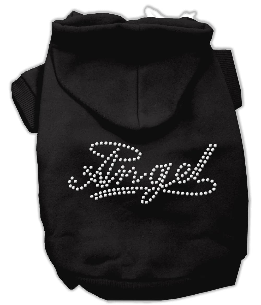 Mirage Pet Products 8-Inch Angel Rhinestud Hoodie, X-Small, Black