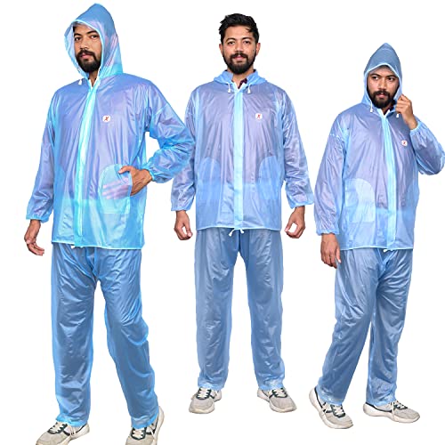 Allextreme Kinder Men & Women Raincoat With Adjustable Hood, Water Resistant Reusable Rainwear, Drawstring Hem Set Of Top & Bott