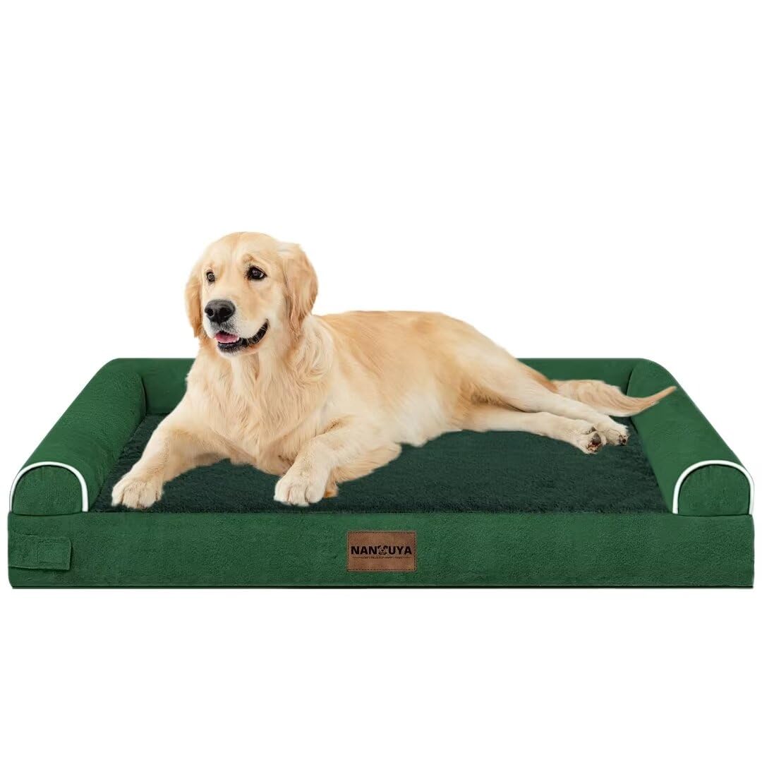 Large Dog Bed Orthopedic Washable: Beds Bolster Xl Bed Medium Large Dogs Egg Crate Foam Couch Sofa Waterproof With Removable Cover - Emerald