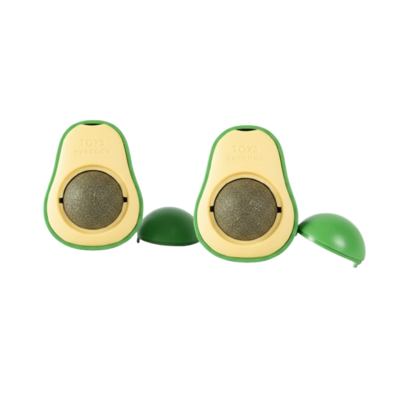 Kittupet Pack Of 2 Catnip Ball Avocado Shape Edible Licking Ball Treat Toy, Rotatable Kitten Avocado Toy, Pet Chew Toys For Cats