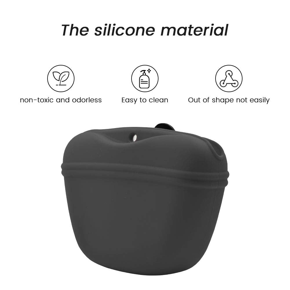 AUDWUD Silicone Dog Treat Pouch,Clip on Portable Training Container,Convenient Magnetic Buckle Closing and Waist Clip,No BPA
