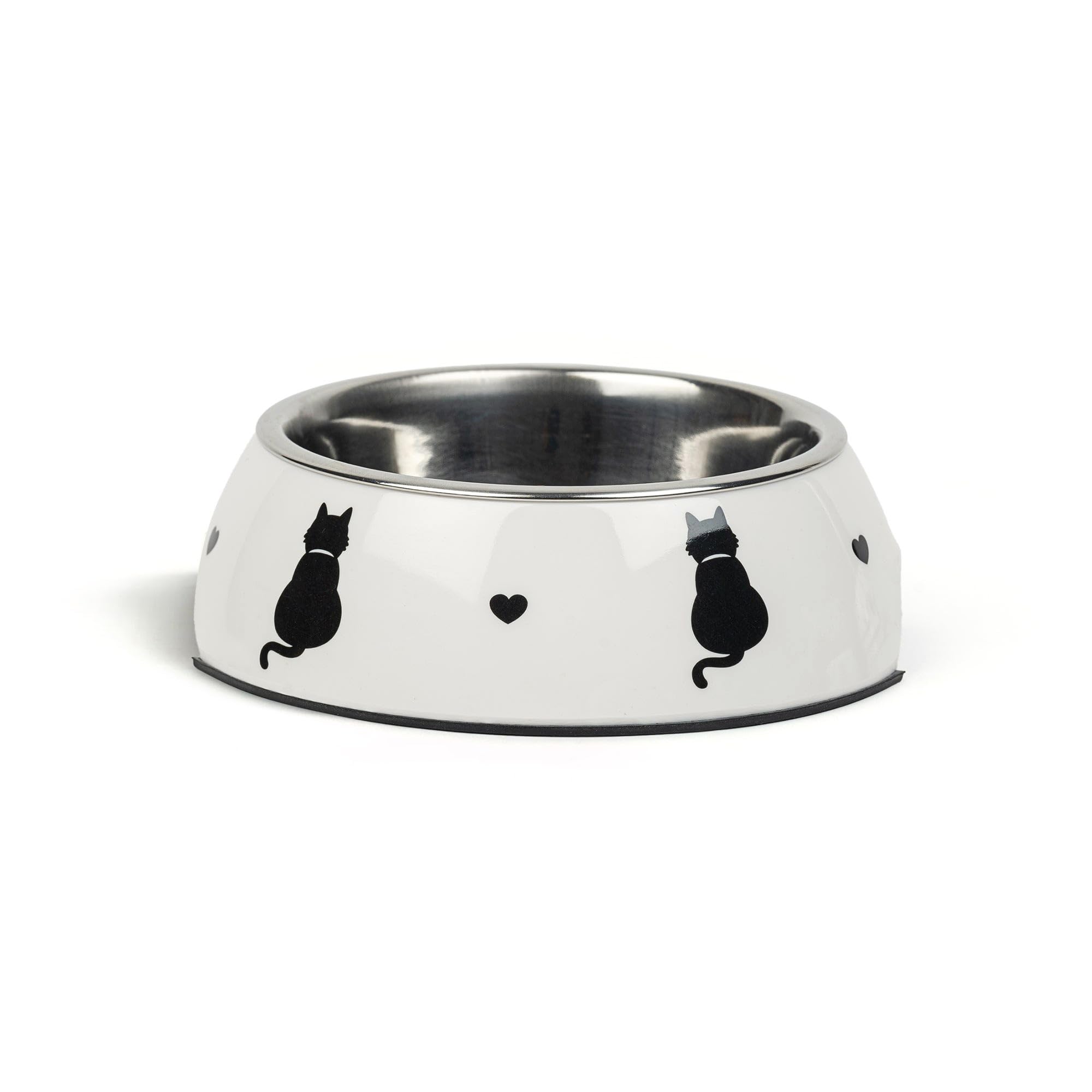 Huft Purrfect Catch Printed Melamine Bowl With Steel Inserts For Cats  White