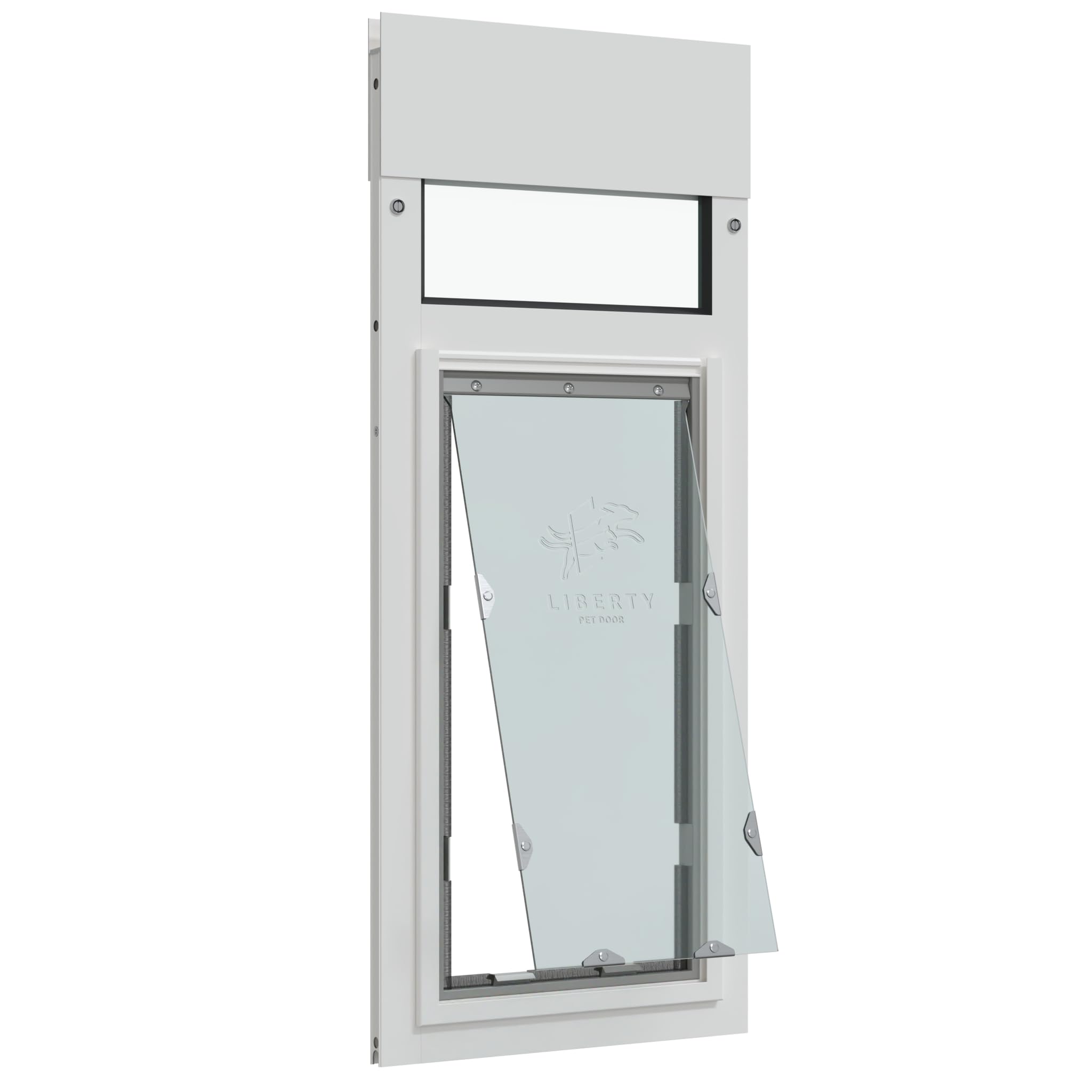 Liberty Pet Door Panel For Horizontal Sliding Windows | Aluminum Frame With Closing Cover For Home & Rentals | White, Large Flap