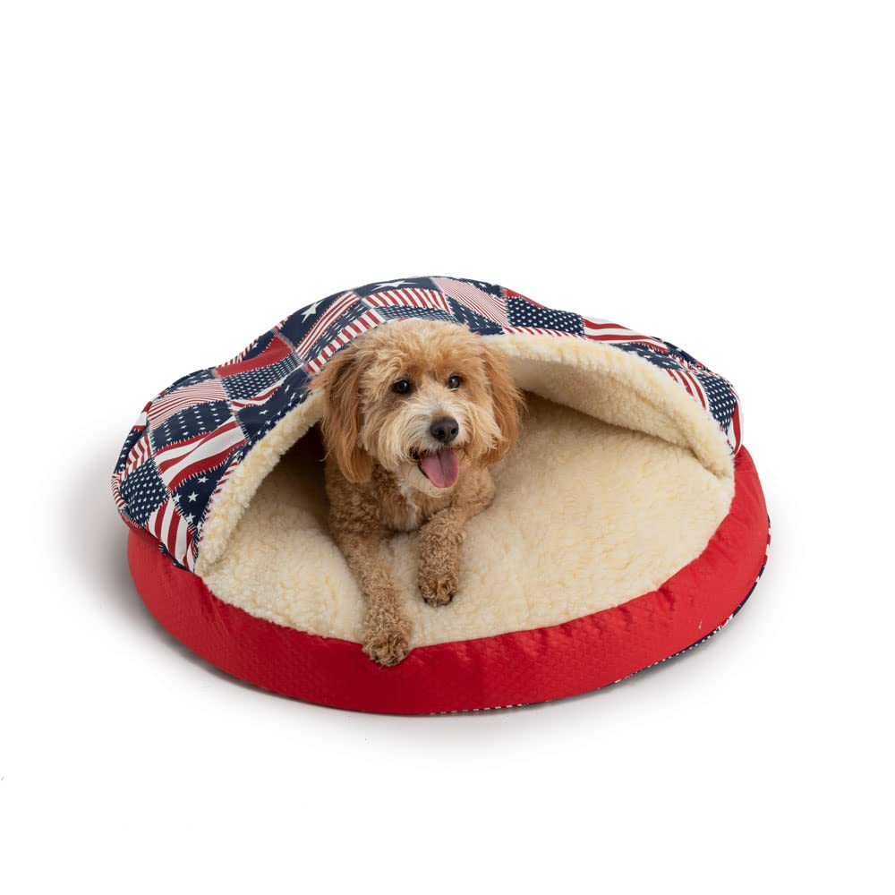 Snoozer Luxury Orthopedic Cozy Cave Pet Bed, Starpatch Red Diamond - Extra Large