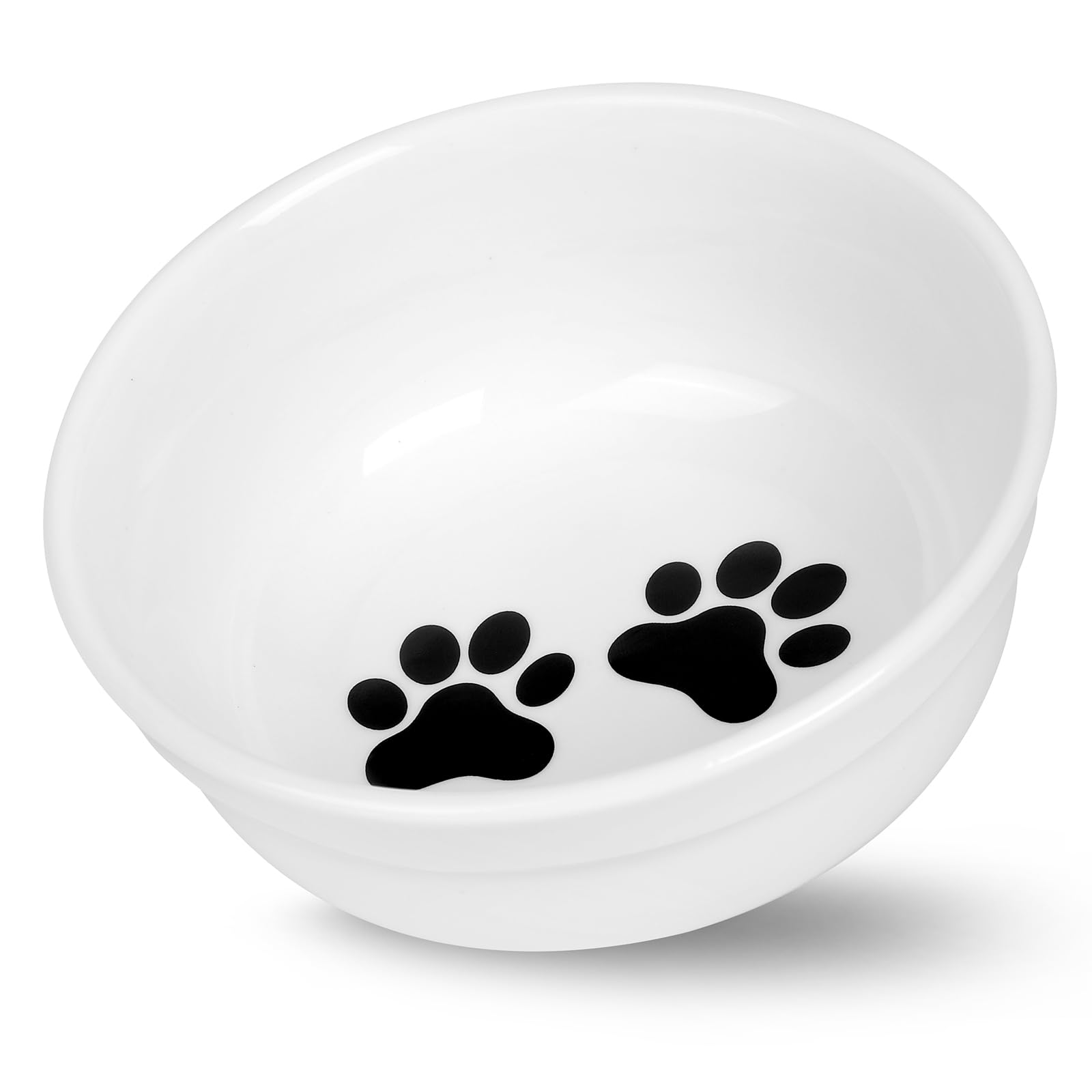 COMESOON 5 Ceramic Cat Bowl with Paws Pattern, Cat Food Bowl for Food and Water, Healthy Cat Dishes for Indoor Cats and Small Do