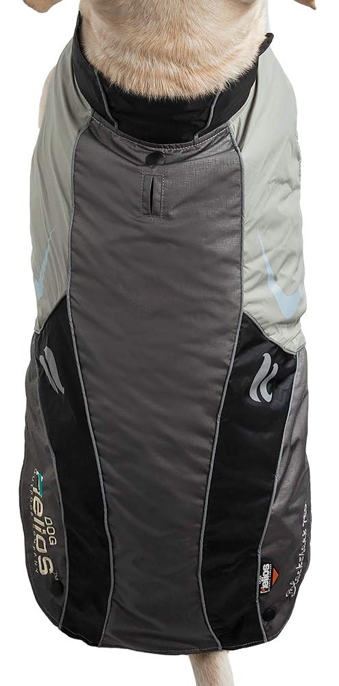 Helios Lotus-Rusher Waterproof 2-in-1 Convertible Dog Jacket w/Blackshark Technology, Small, Grey, Black