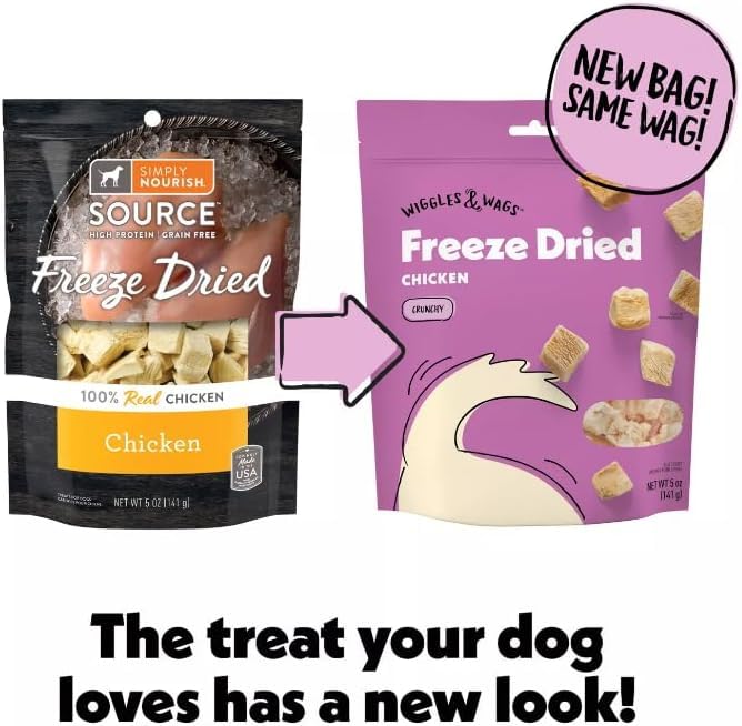 Wiggles & Wags Freeze Dried Chicken Dog Treats 1-5 oz Bag