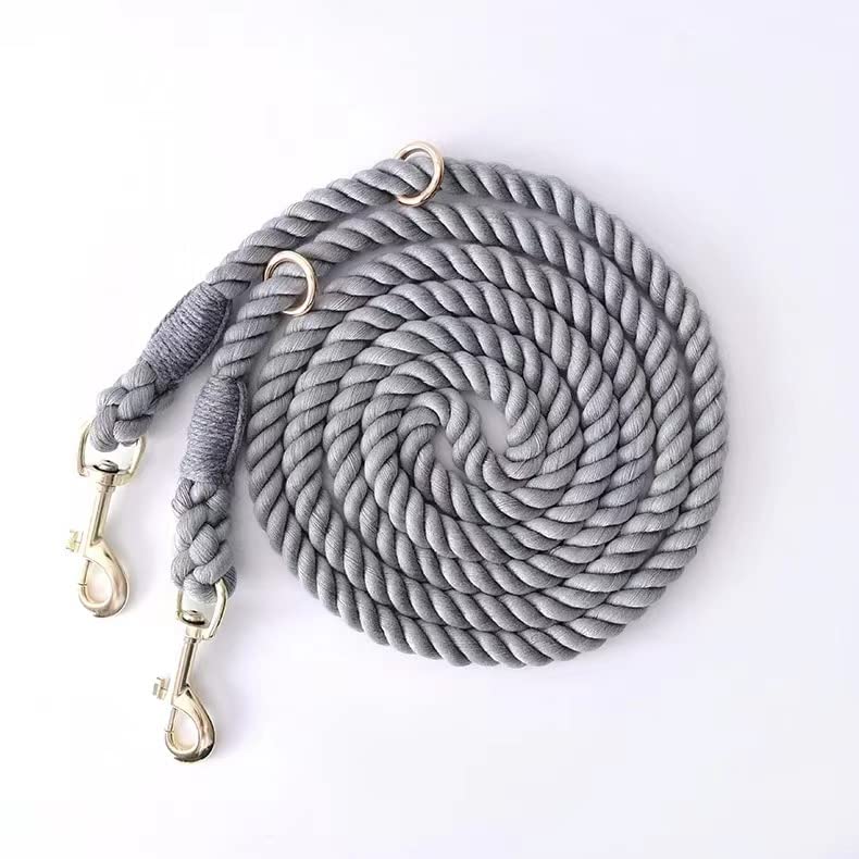 Tesitehi Multifunctional Rope Dog Leash 7.5 Ft With Adjustable Double Swivel Hook Hands Free For Small Medium And Large Dogs Running Hiking Camping Walking (Silent Grey)