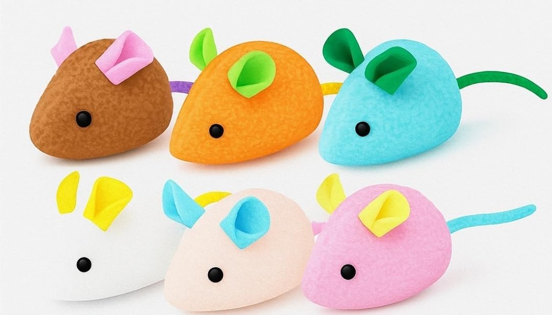 Psk Pet Mart Cat Mice Toys Pack Of 6  Soft Plush Catnip Filled Mouse Toys For Indoor Cats & Kittens