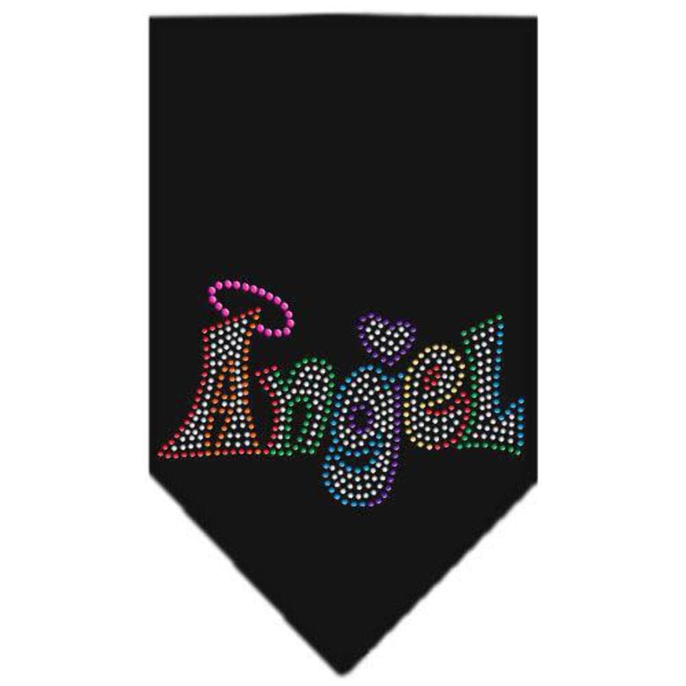 Mirage Pet Products 67-97 LGBK Technicolor Angel Rhinestone Black Print Bandana, Large