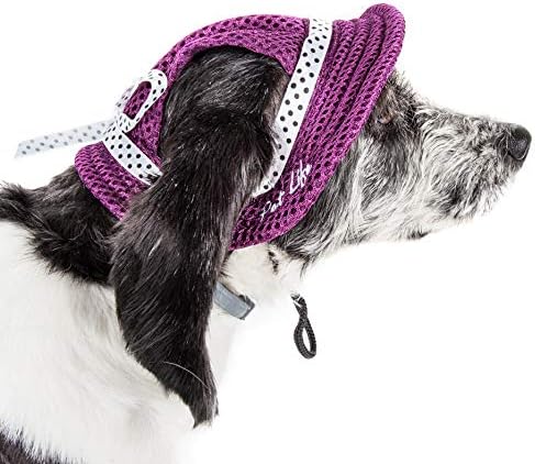 Pet Life  Sea Spot Sun Uv Protectant Adjustable Fashion Mesh Brimmed Dog Hat Cap, Burgundy  Medium