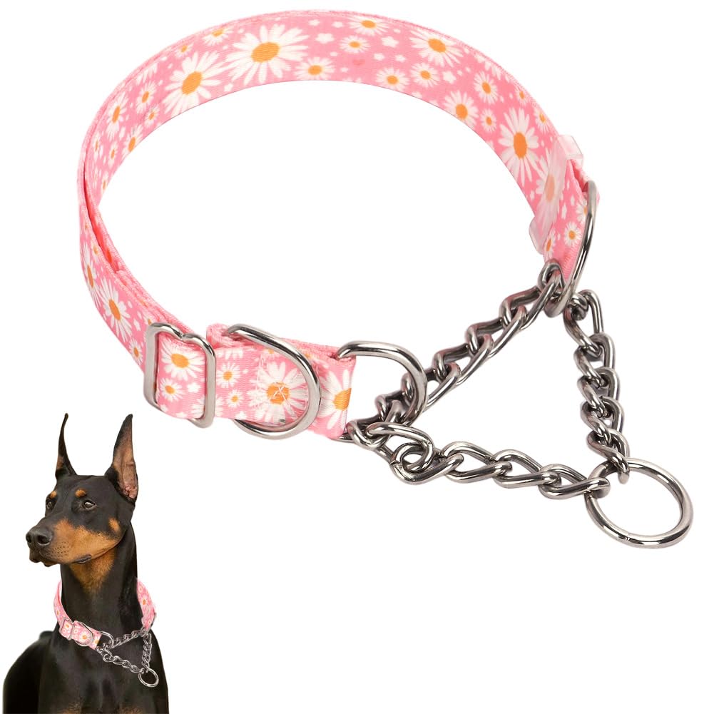 Martingale Collar,Stainless Steel Chain Martingale Collar For Dogs, No Pull Slip Cinch Choker Choke Heavy Duty Dog Collar