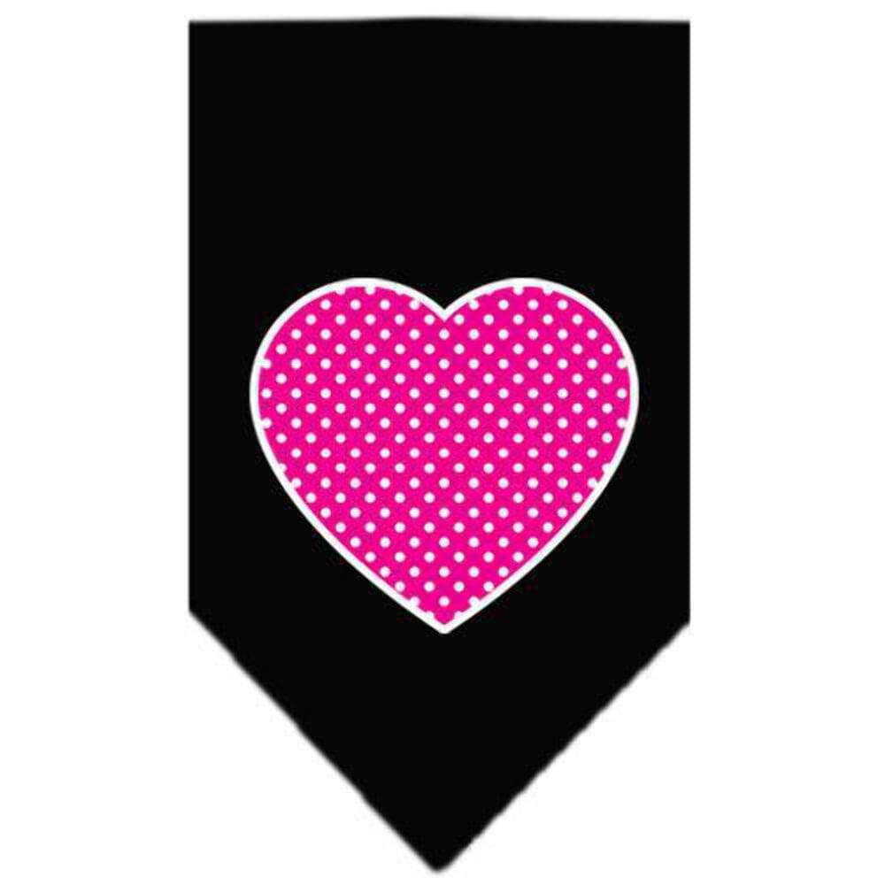 Pet and Dog Bandana Screen Printed, "Pink Swiss Dot Heart" Orange Large