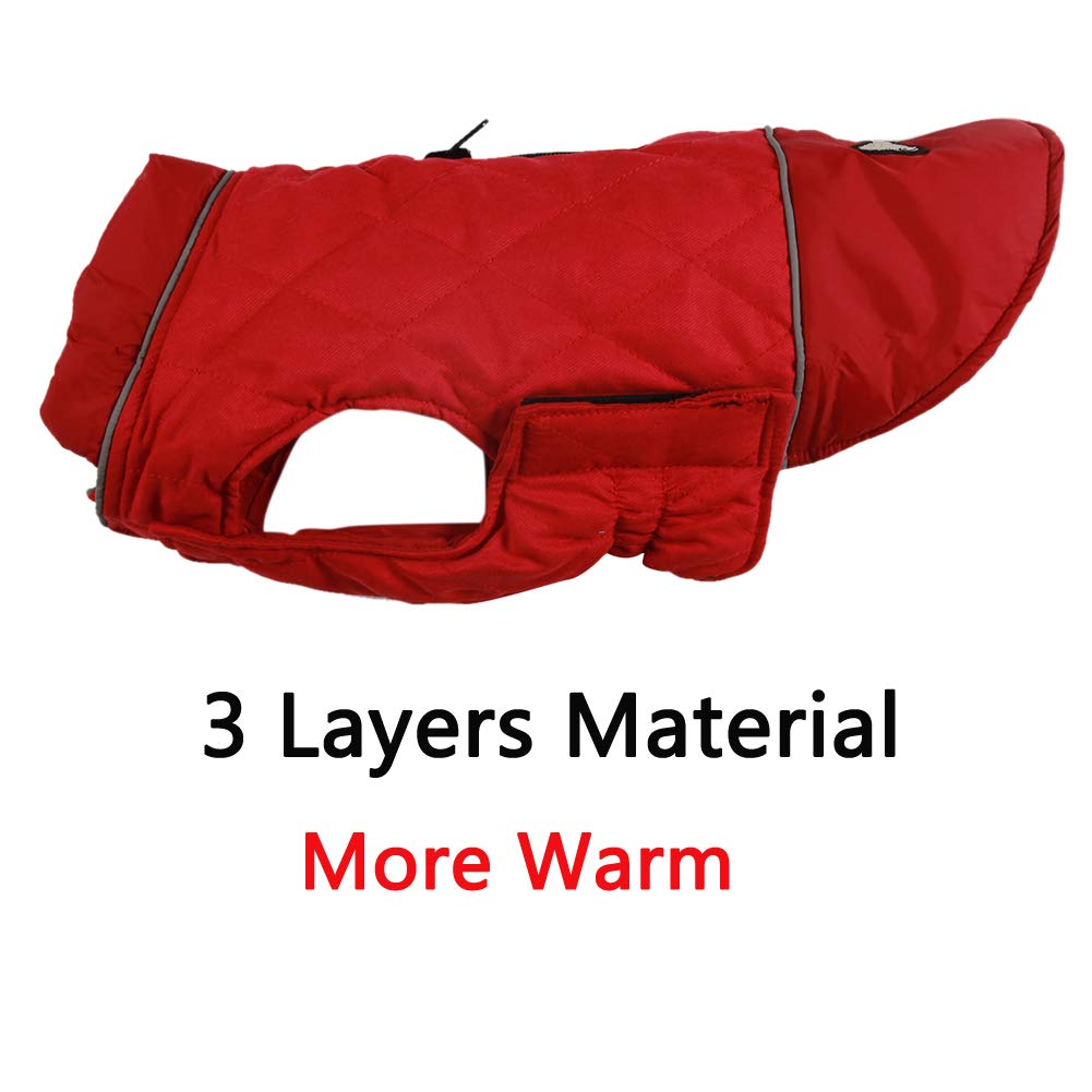 Vecomfy Reversible Dog Coats For Large Dogs Waterproof Warm Dog Jacket For Cold Winter,Red Xl