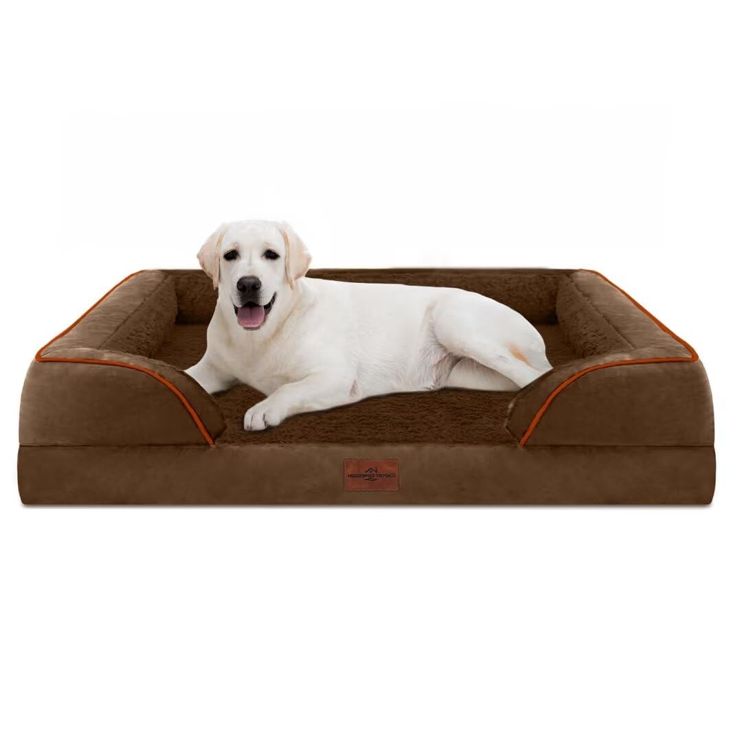 Comfort Expression Orthopedic Jumbo Dog Bed For Extra Large Dogs, Jumbo Breed Waterproof Dog Bed, Pv Washable Dog Sofa Bed With Removable Cover & Non-Slip Bottom(Jumbo,Chocolate Brown)