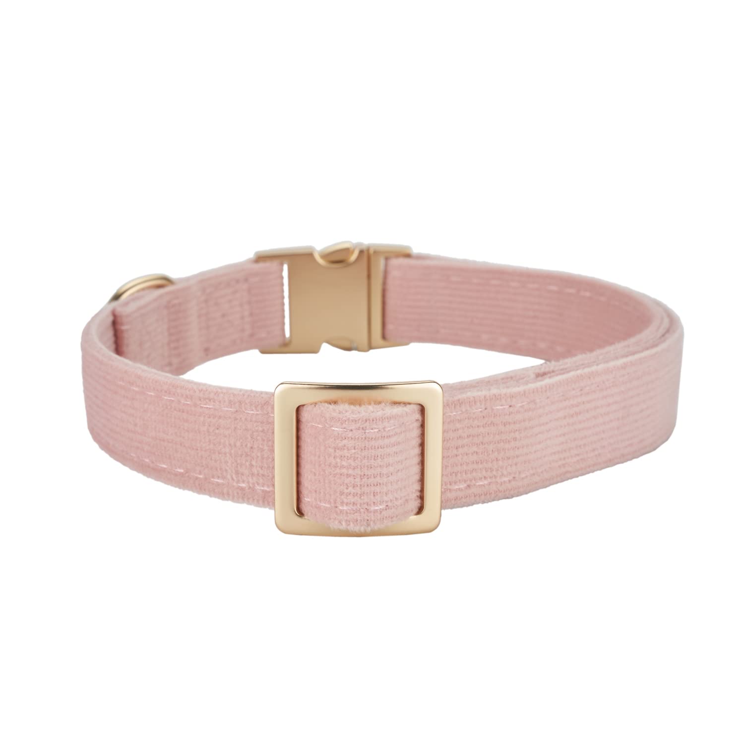 YUDOTE Soft Cotton Dog Collar with Metal Buckle Adjustable Heavy Duty Comfy Corduroy Collars for Small Medium Large Dogs,Light P