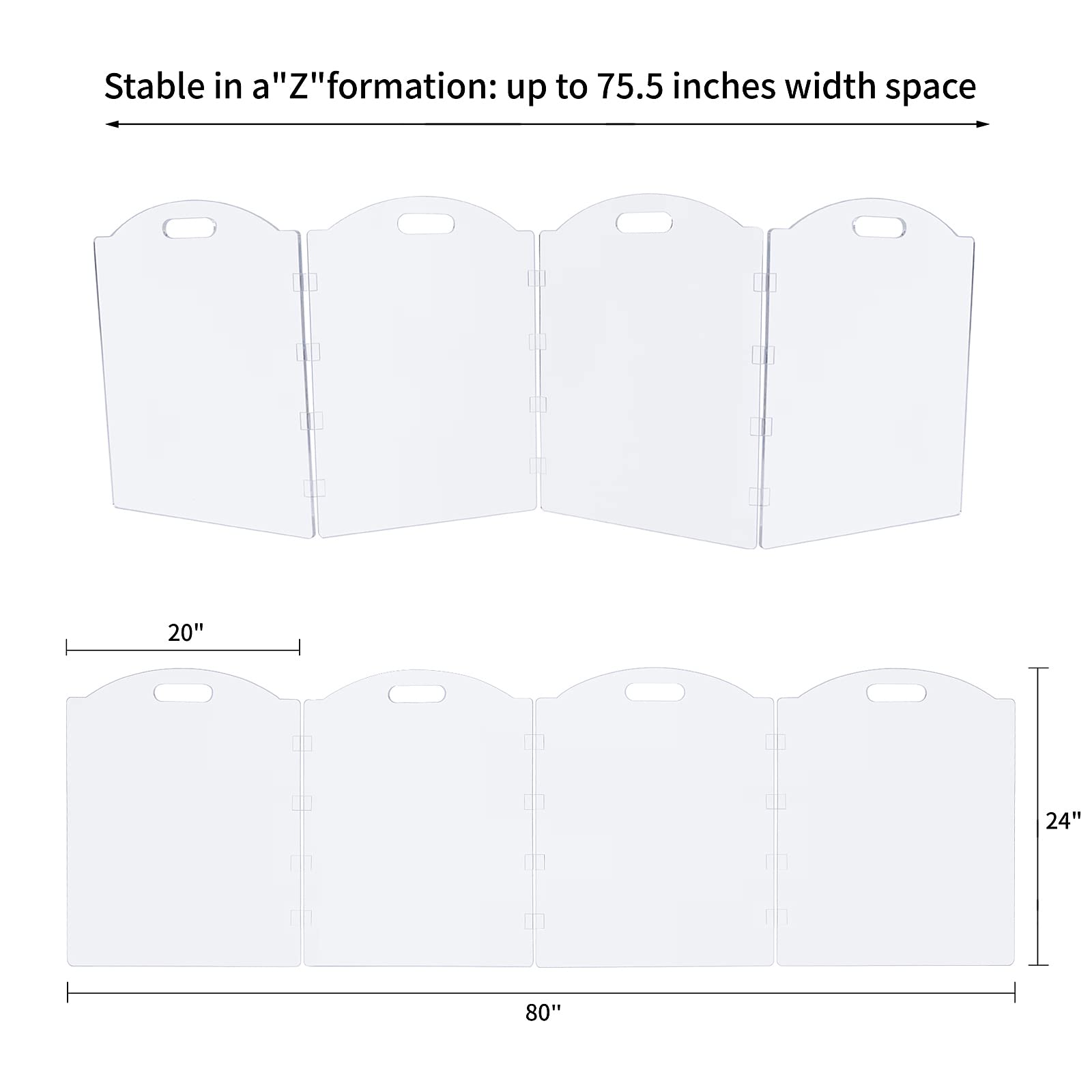 Clear Acrylic Freestanding Dog Gates for The House - Folding 4-Panel Pet Gates for Doorways, Stairs, and Rooms, Transparent Indo