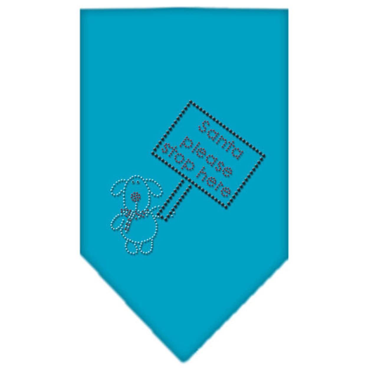 Mirage Pet Products Santa Please Stop Here Rhinestone Bandana, Small, Turquoise