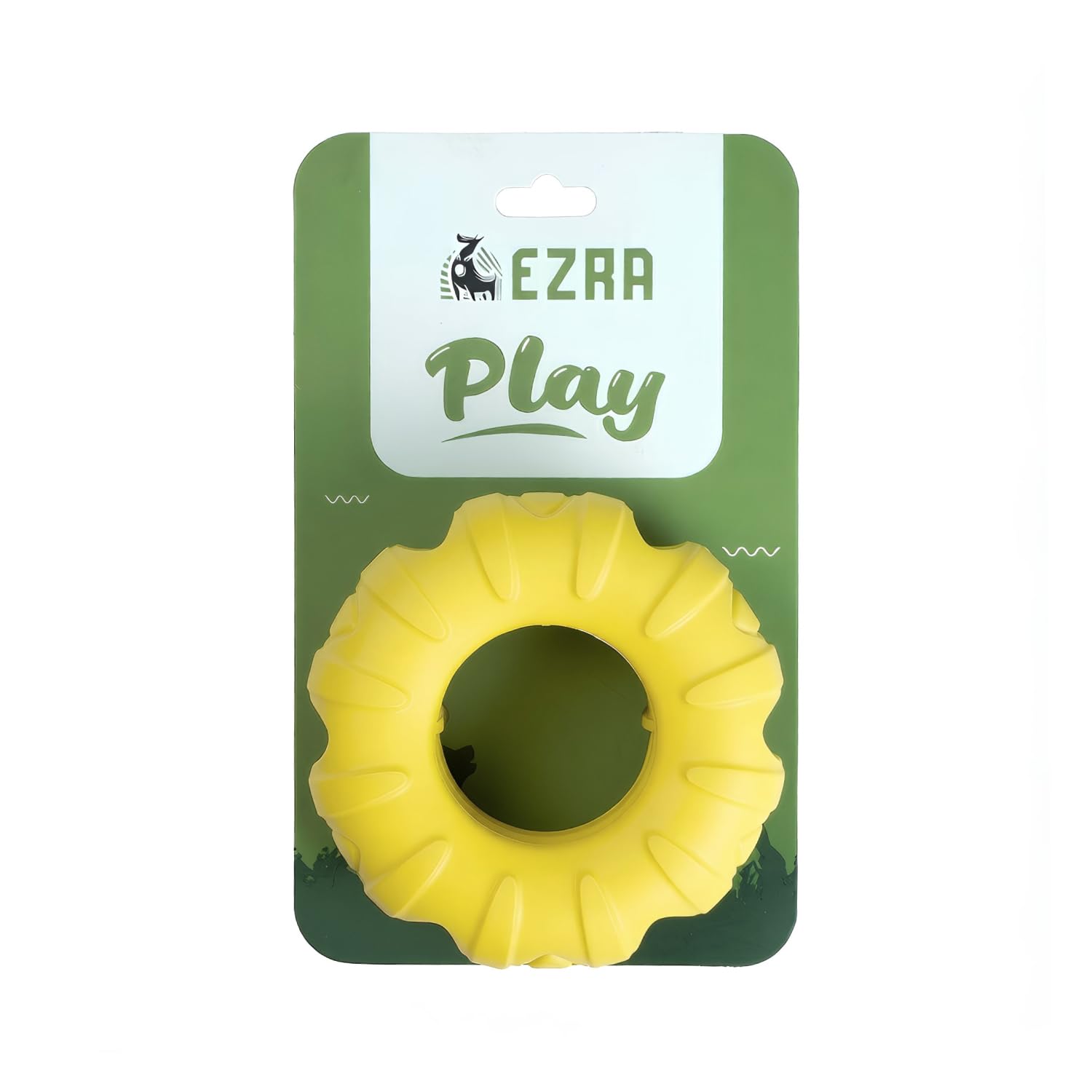 Ezra Play Gemstone Ring Dog Chew Toy  Yellow | Durable NonToxic Rubber, Textured For Dental Health | Interactive Fetch & Chew 