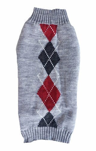 Argyle Knit Pet Sweaters Clothes For Small Dogs, Classic Purple Small (S) Size