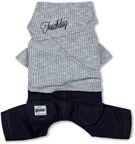 Touchdog Vogue Neckwrap Sweater And Denim Pant Outfit Large/Grey