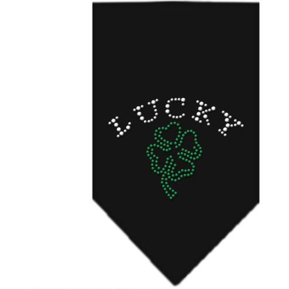 Mirage Pet Products Four Leaf Clover Rhinestone Bandana, Large, Black