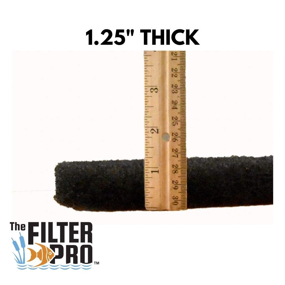 The Filter Pro Black Coarse Filter Media, 1.25 Thick, 12 x 12 Pads, 5 Pack, Perfect for Aquariums, Ponds or Water Gardens, Made