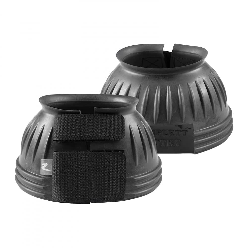 Horze Double Closure No Turn Rubber Bell Boots - Black - M