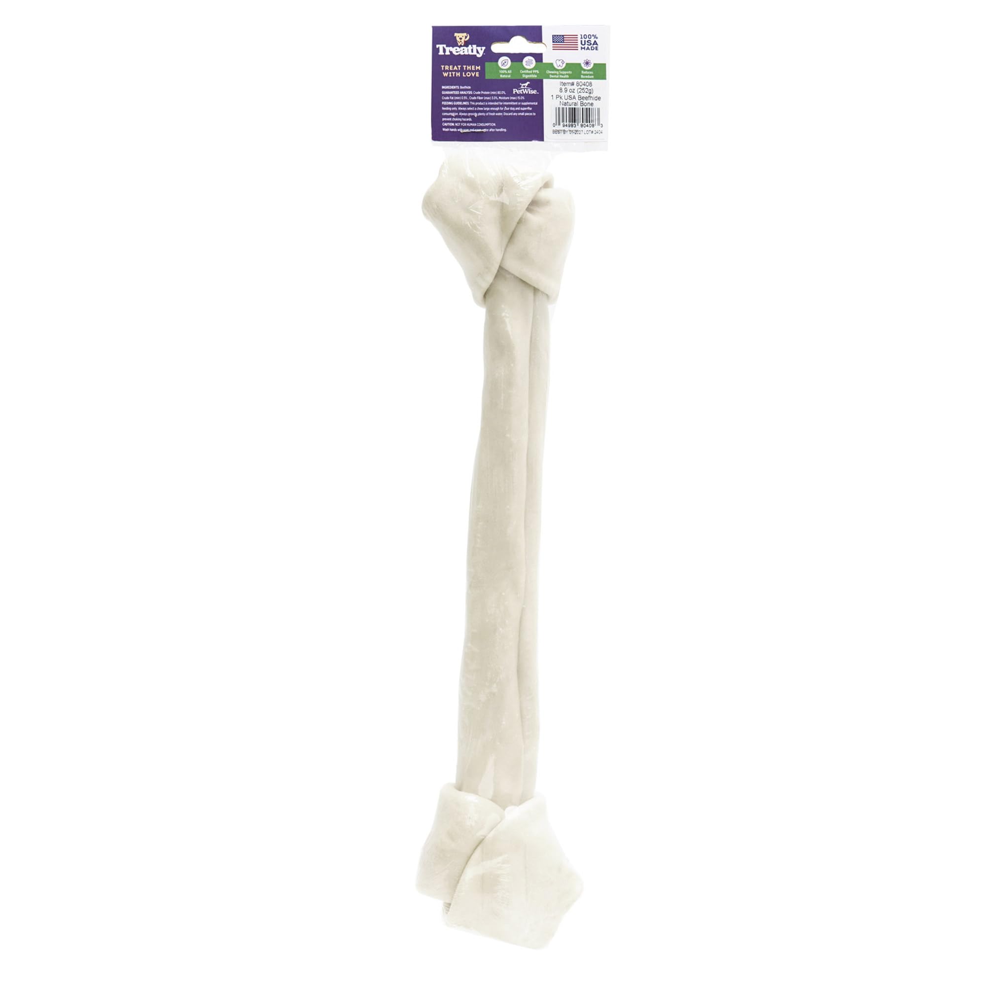Treatly USA Beefhide Bones 15-17 Dog Chew Treats - Natural Flavor, 1 Count/1 Pack