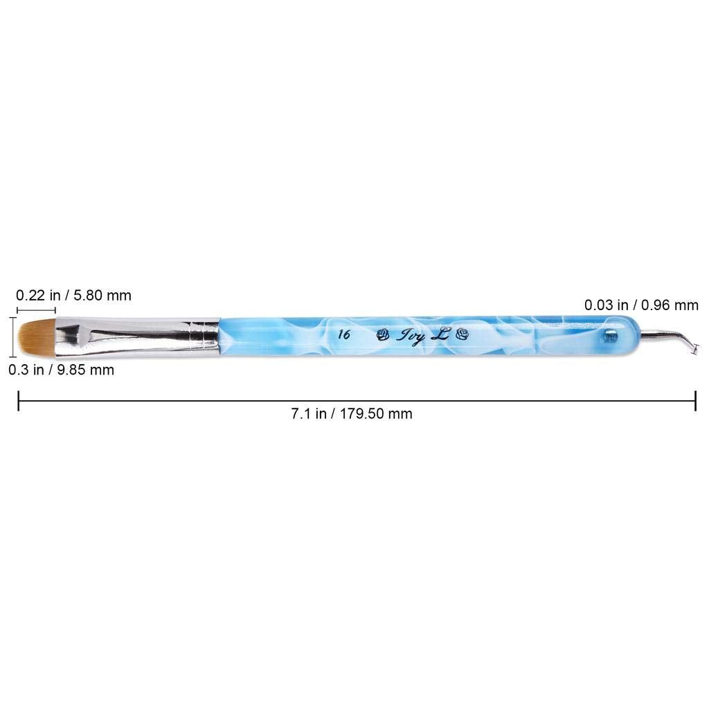 Ivy L 2- Way French Gel Acrylic Nail Art Kolinsky Brush With Dotting Tool For Professional Manicure Cuticle Clean Up Nail Art De