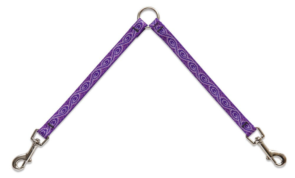 Coupler for Walking Two Small Dogs Together, 1/2'' Wide Jelly Roll Design by Lupine, 18'' Long