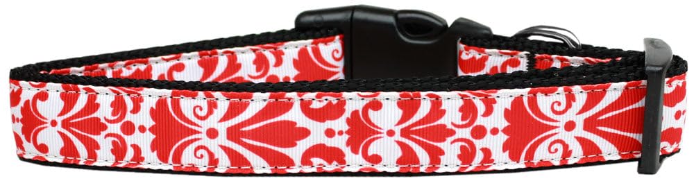 Pet Dog & Cat Nylon Collar, "Damask" *Available in 10 different colors!* Red SM Collar