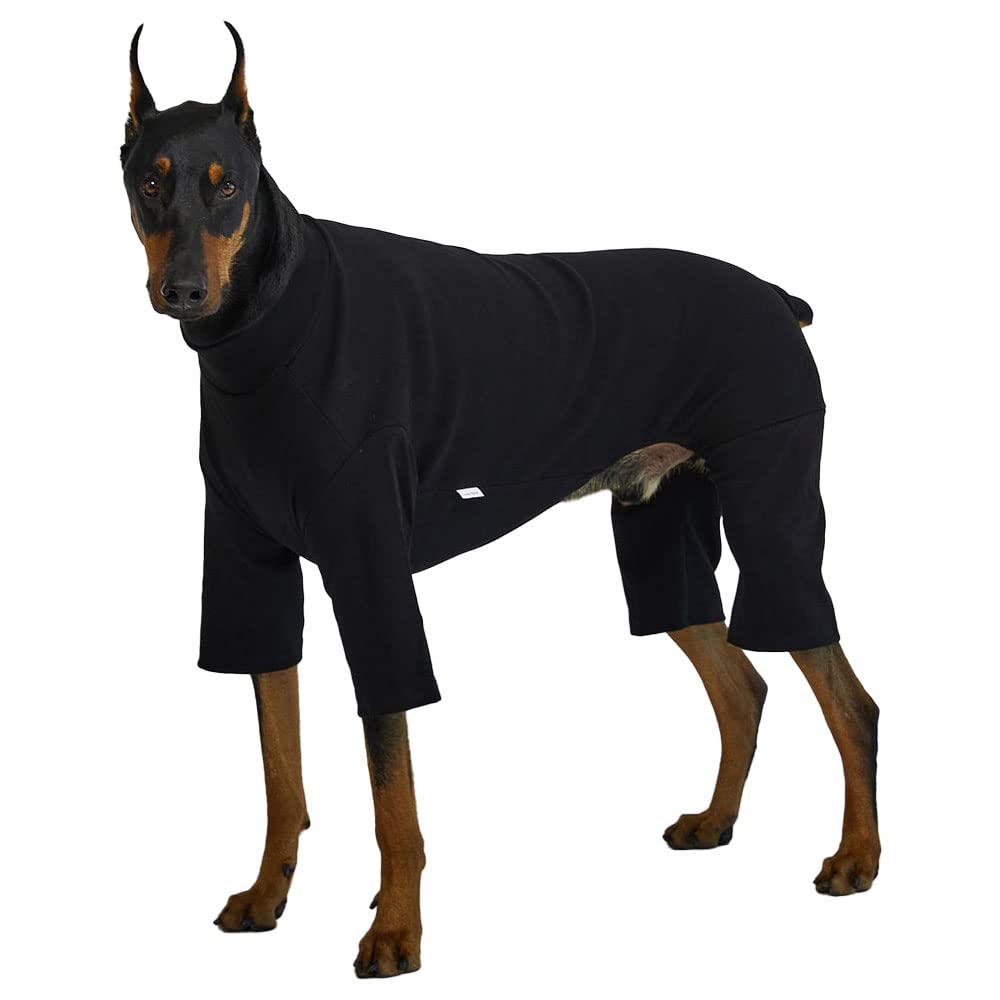 Lucky Petter Small Dog Pajamas - Stretchable Dog Onesie Bodysuit Jumpsuit (4X-Large, Basic Black)