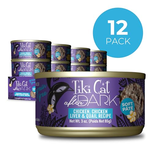 Tiki Cat After Dark Soft Pate, Chicken & Quail Egg, High-Protein and 100% Non-GMO Ingredients, Wet Cat Food for Adult Cats, 3 oz