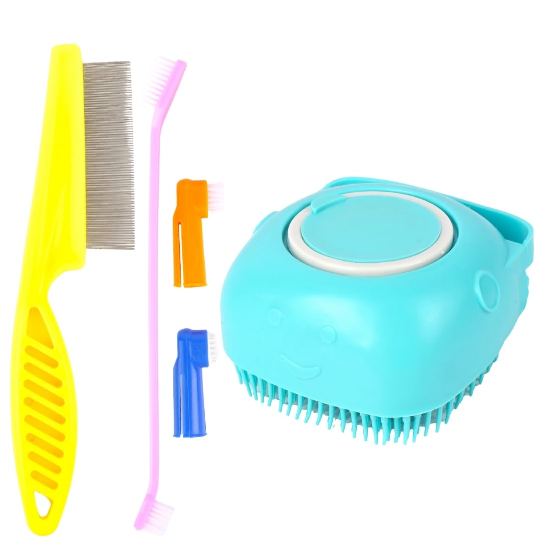 Pet Grooming Tool Set, Dog Brushes With Metal Comb, Turquoise, Pink, Yellow, MultiPurpose Deshedding, Detangling, Cleaning(Pack