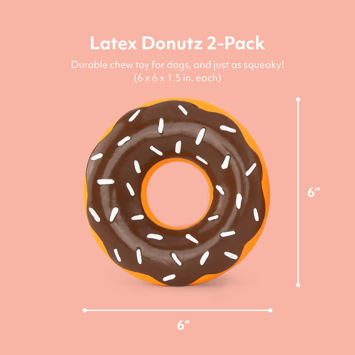 Zippypaws Latex Donutz, Durable Dog Toy For Interactive Play, No Stuffing - Chocolate & Strawberry (2-Pack)