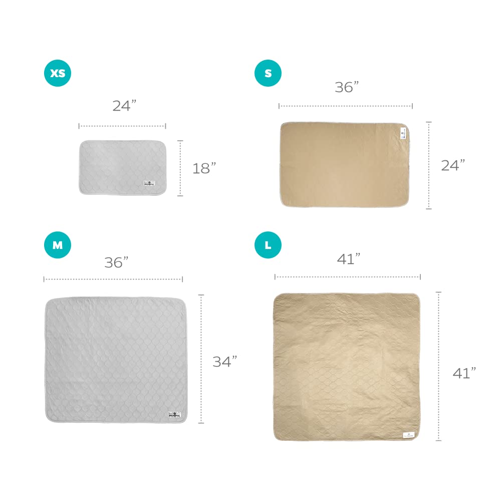 Pet Parents® Pawtect® Pads Washable Pee Pads For Dogs (2Pack) Of Premium Dog Pee Pads, Waterproof Puppy Pads & Reusable Dog Pads, Whelping Pads & Modern Pee Pads For Dogs (Tan/Grey, 24X36)