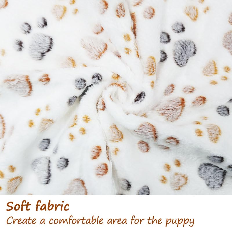 1 Pack 3 Blankets Fluffy Premium Fleece Soft Pet Blanket Flannel Throw for Cat Dog Puppy (Small 23x16, Paw-White/Pink/Brown)