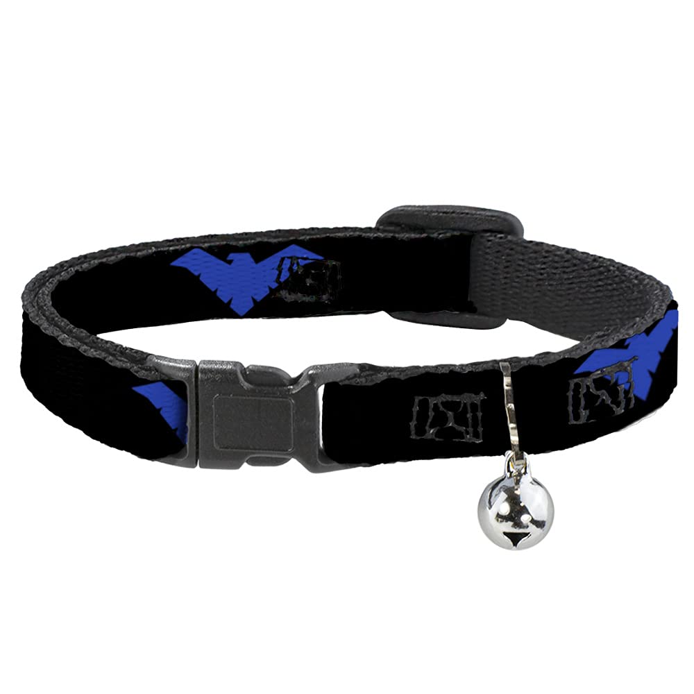 Cat Collar Breakaway Nightwing Logo Black Blue 8 To 12 Inches 0.5 Inch Wide